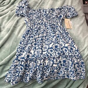 Blue and White Floral Dress